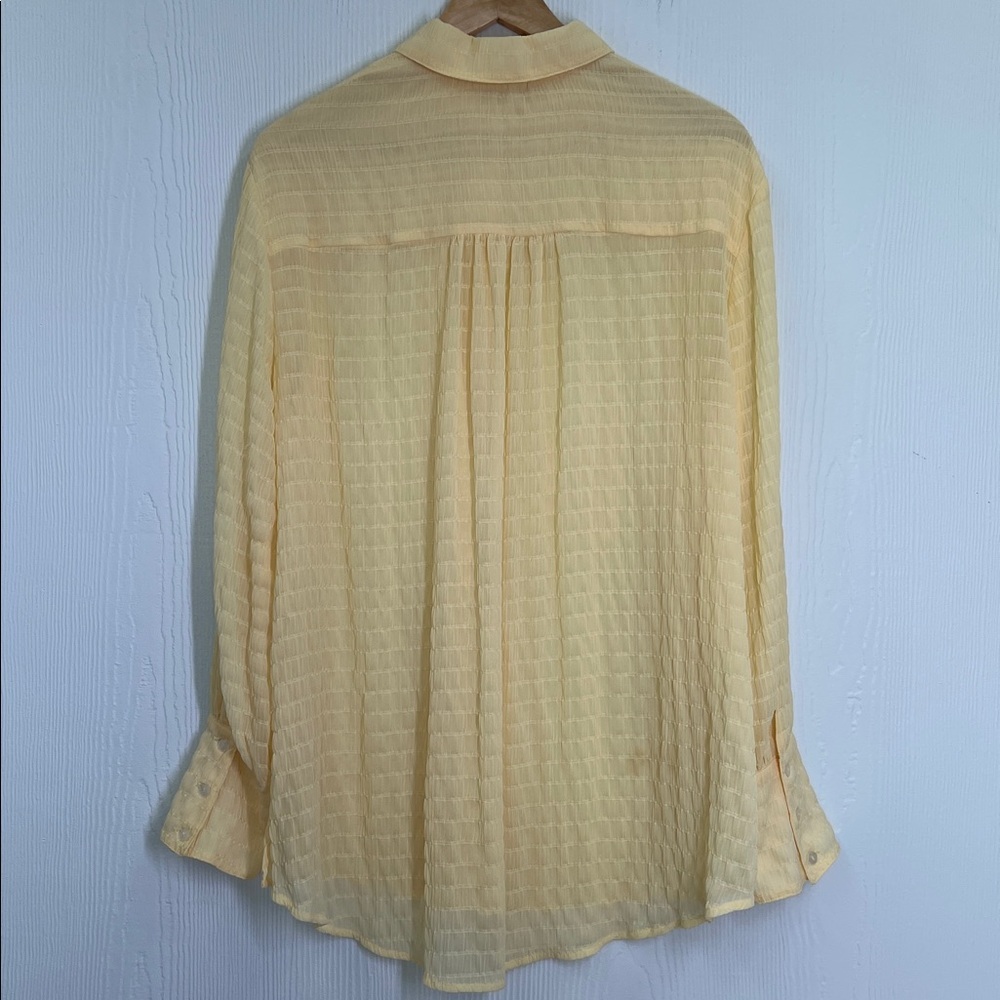 Free People - Love Life Sheer Checkered Pattern Yellow Button-down Blouse Small - Picture 9 of 9